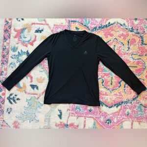 Adidas Climalite Black V Neck Long Sleeve Tee Shirt Medium